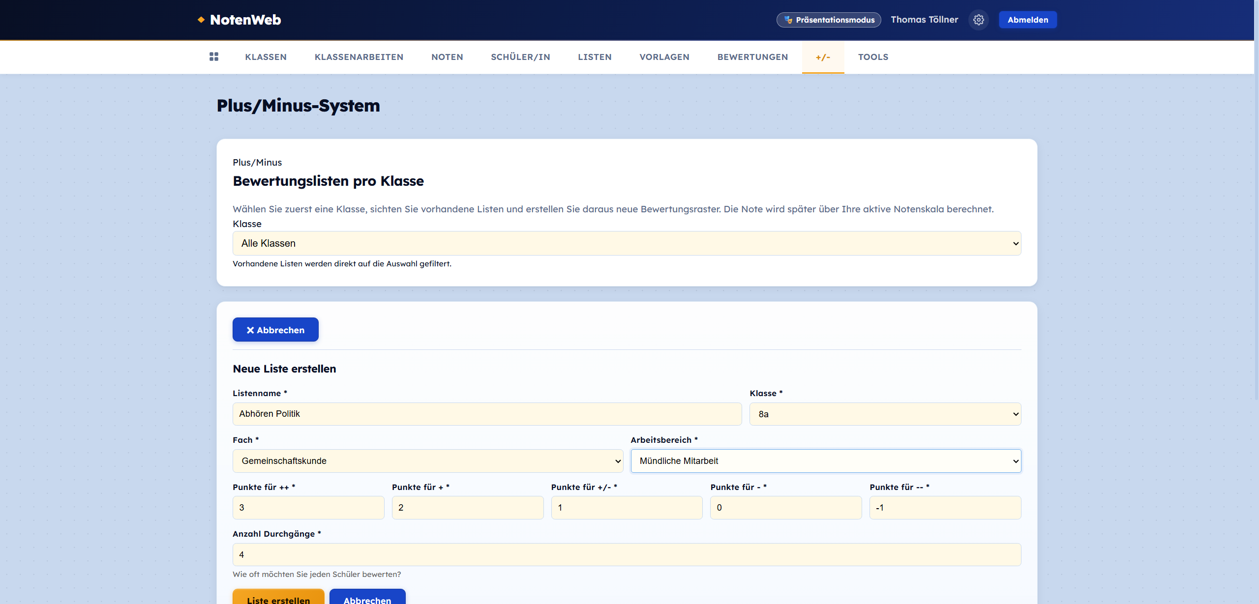 NotenWeb — Ansicht 6